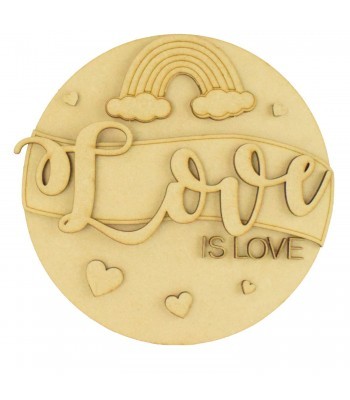 Laser Cut 3D Detailed Layered Circle Plaque - 'Love is Love' LGBT Design